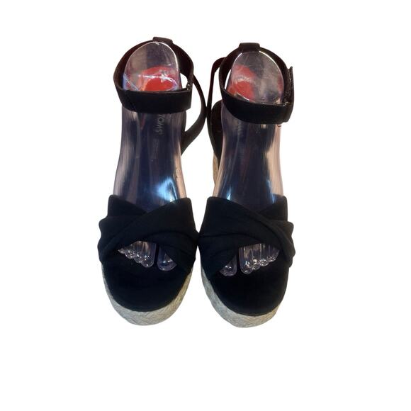 TOMS Marisela Wedge Sandal 7510534 Black Size 9.5 NWT - Picture 2 of 8